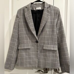 Evereve Single Button Plaid Blazer Office Business Casual Contemporary Medium